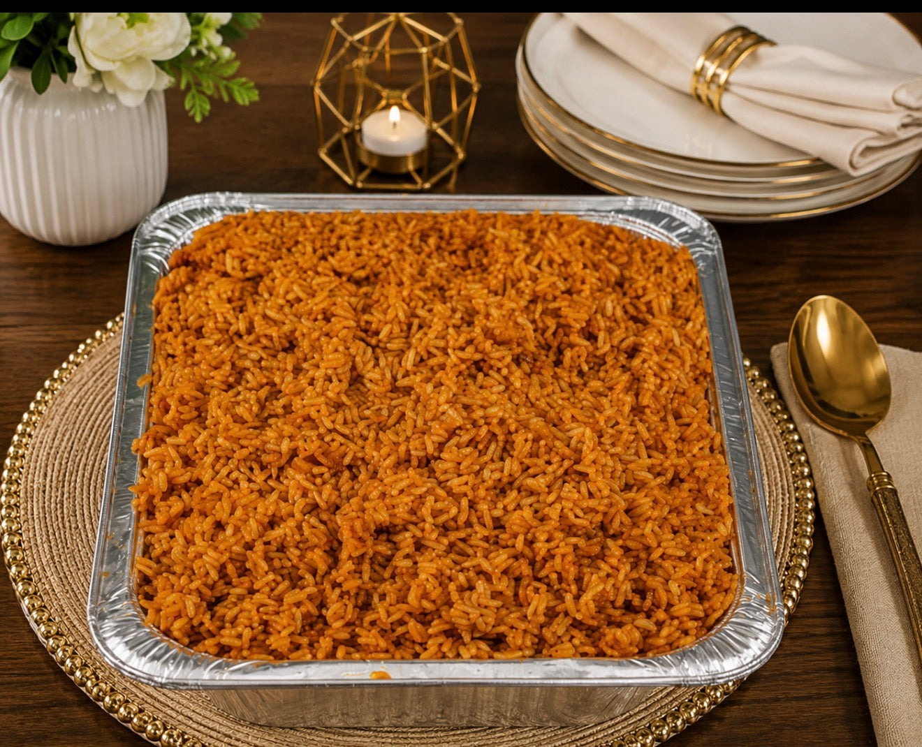 Pan of Nigerian Jollof Rice with Chicken