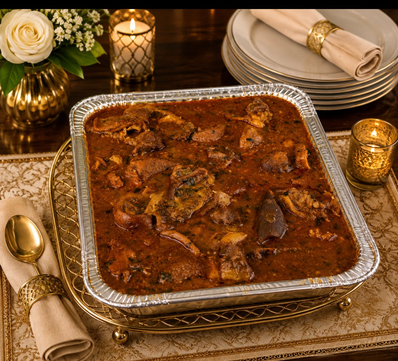Pan of Nigerian Ogbono soup