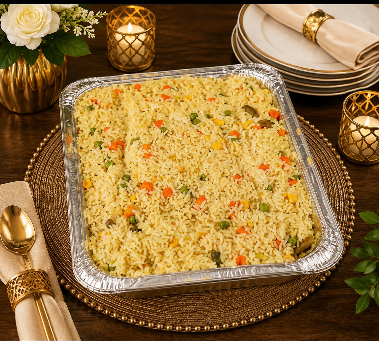 Pan of Nigerian Fried Rice and chicken